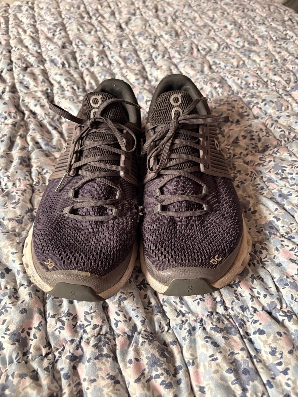 On Running Men's Athletic Shoes in Dark Gray with Tan Accents